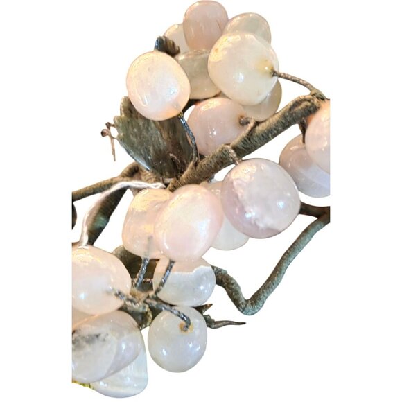 2 Vintage Alabaster & Glass Grape Cluster Decoration White Purple MCM - Picture 6 of 16